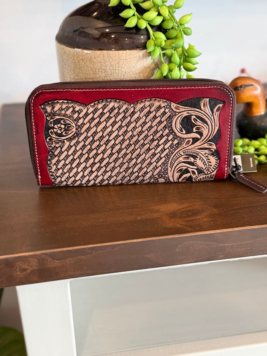 Crimson weave wallet