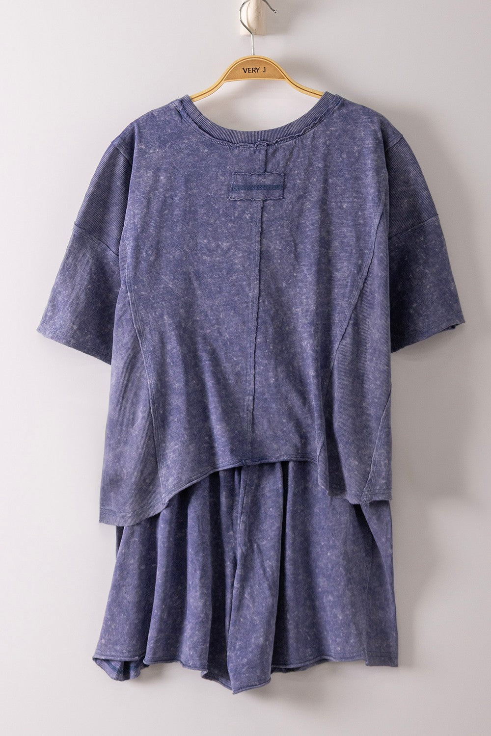 Plus Size Mineral Washed Short and Tshirt Set Women's