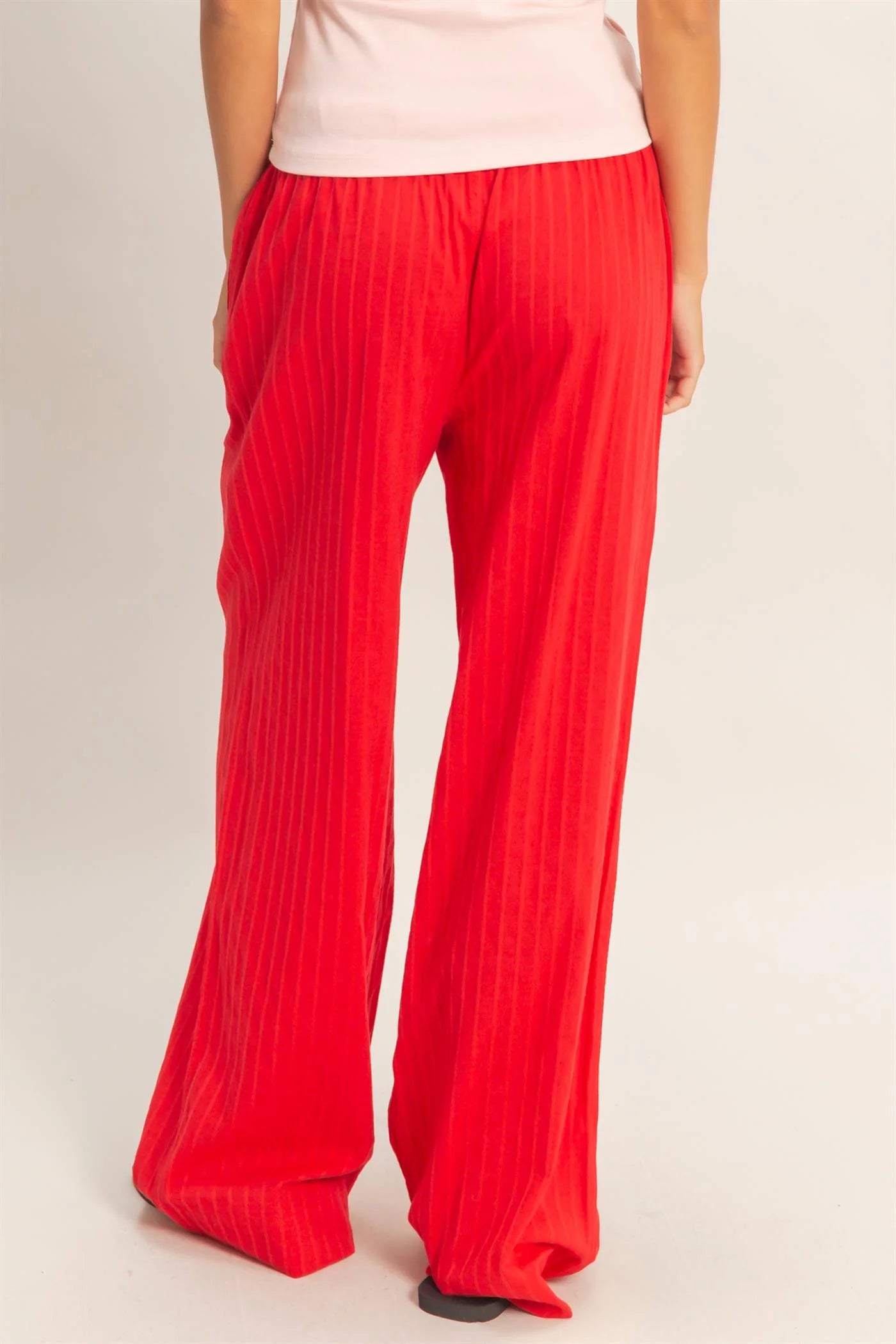 Pinstriped Navy Jacquard Drawstring Pants