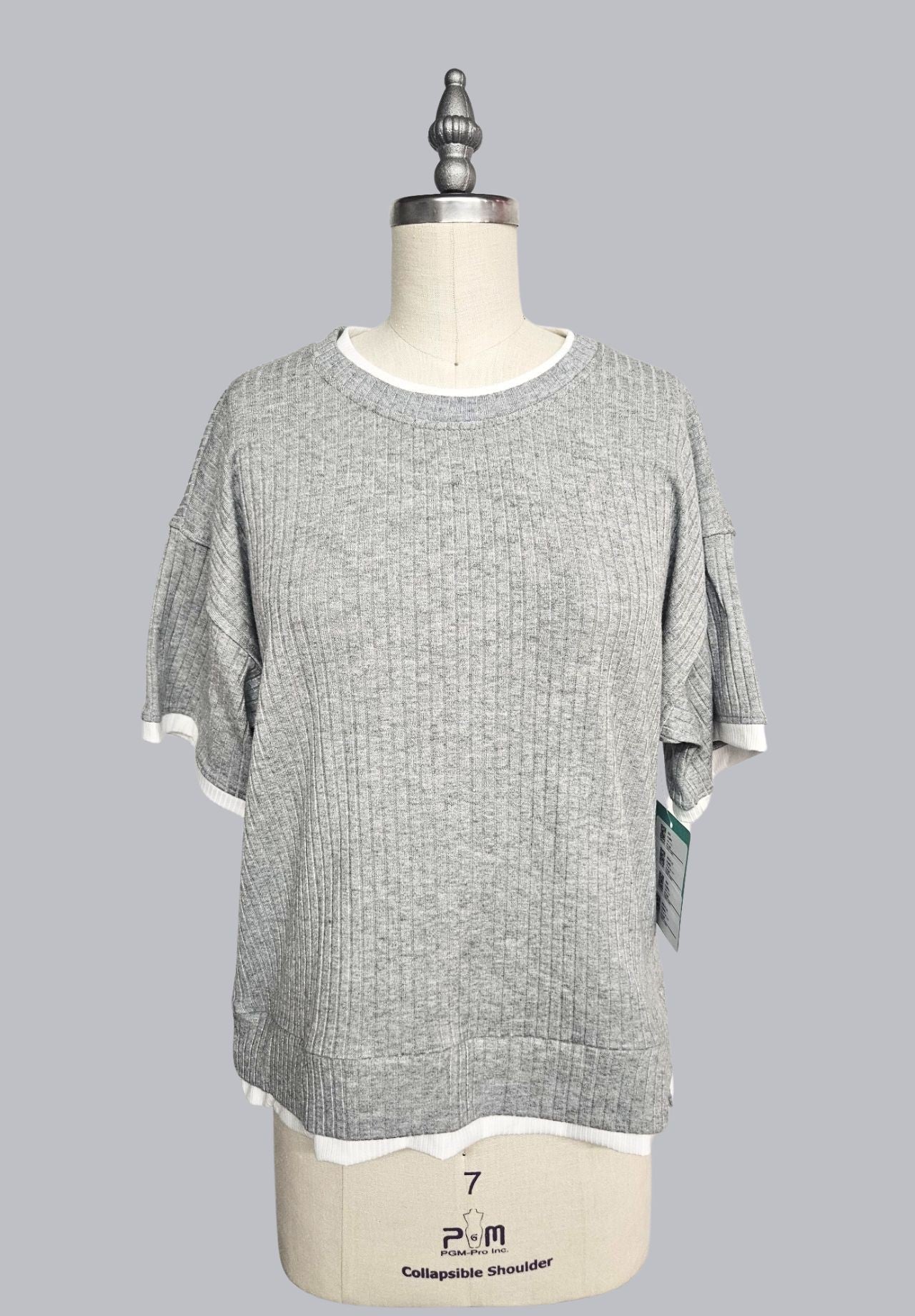 Ribbed Short Sleeve Top with Contrast Trim