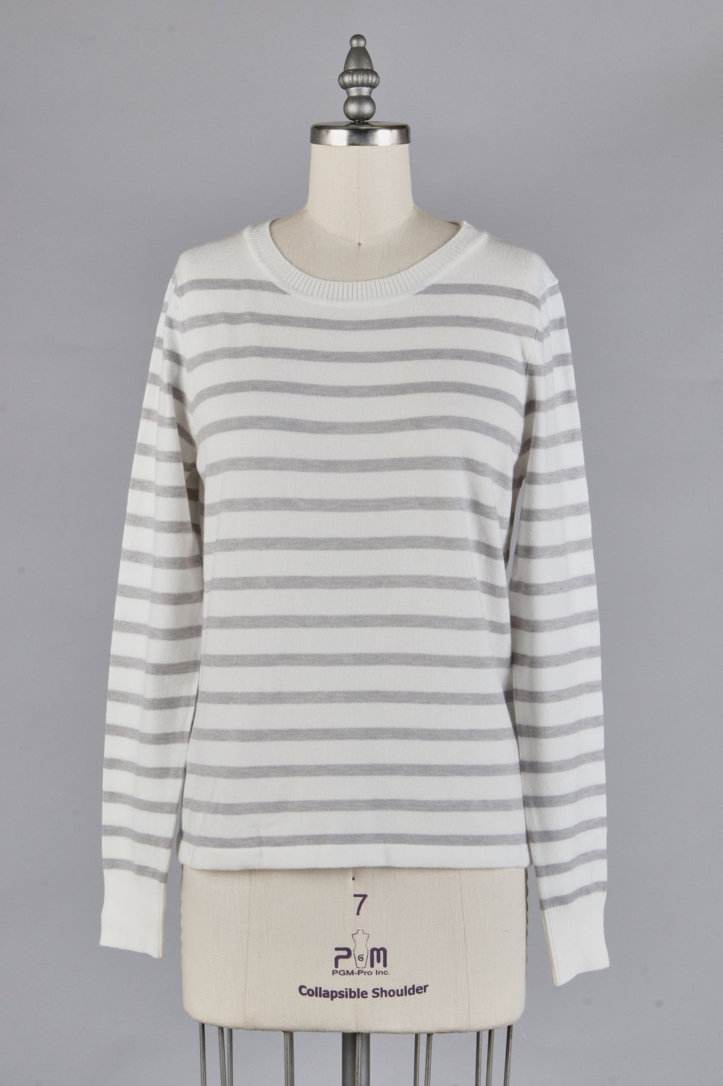 Charcoal Striped Knit Crewneck