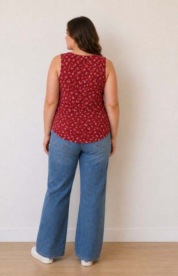 Buttery Soft Mauve Floral Plus Sized Tank