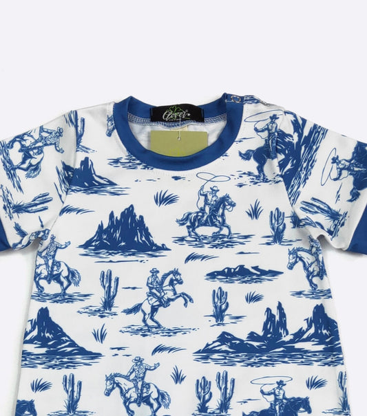 Blue frontier boy romper