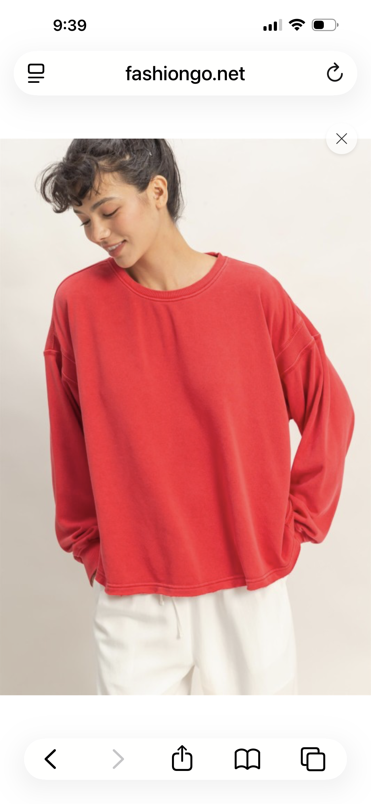Red Slub Style Crewneck with Open Cross Back