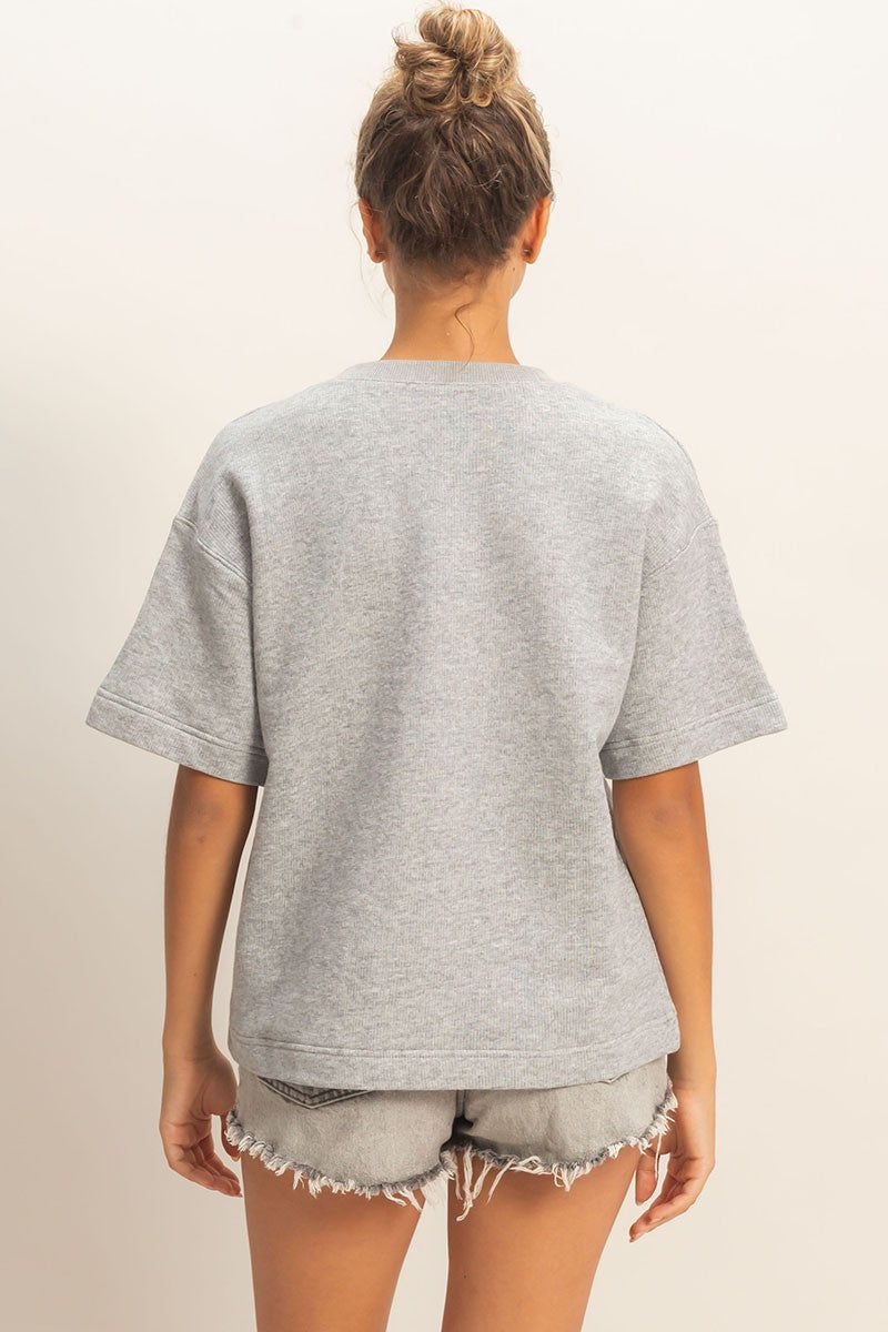 Terry Fabric Crewneck Short Sleeve Top
