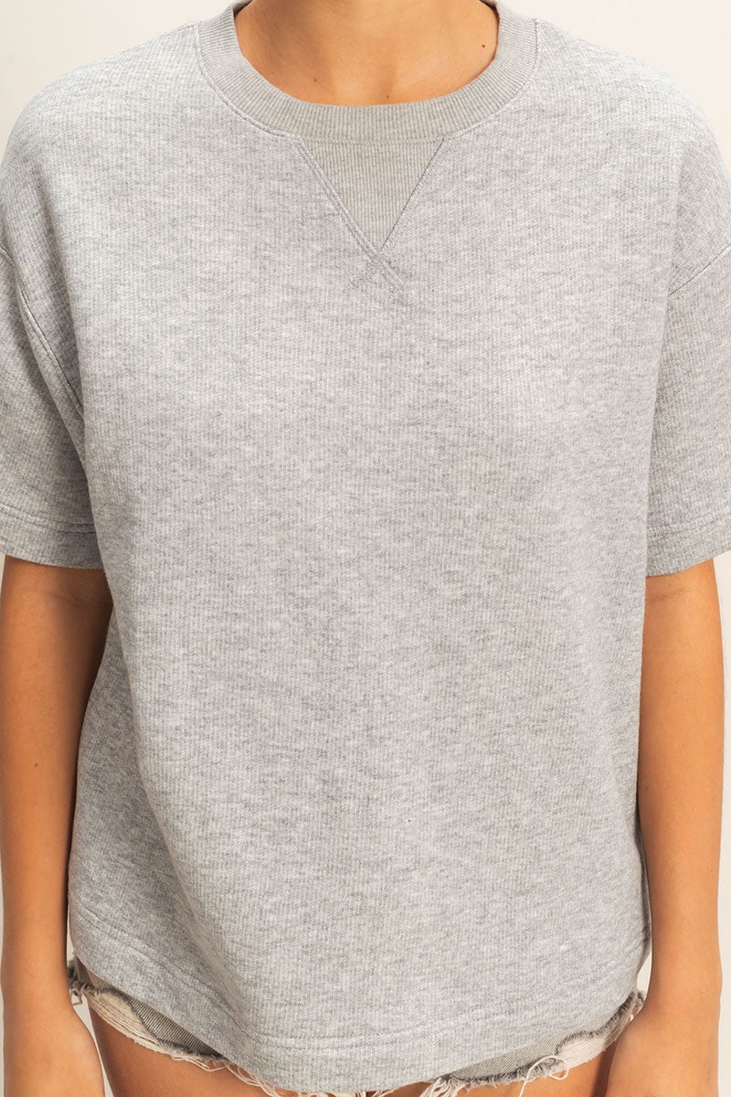 Terry Fabric Crewneck Short Sleeve Top