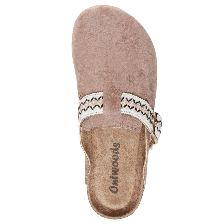 Brushed Faux Suede Clog with Strap Detail