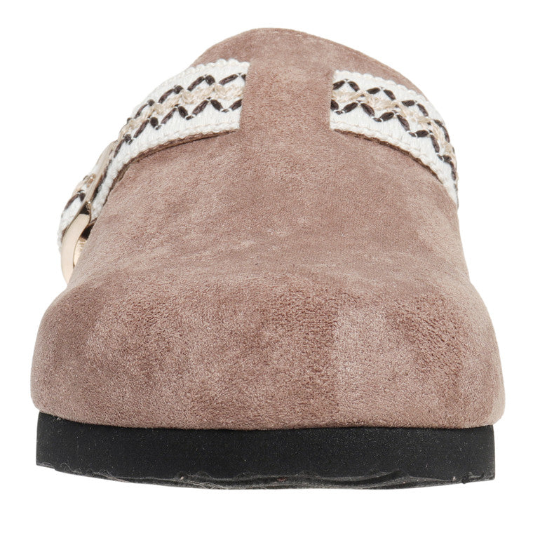 Brushed Faux Suede Clog with Strap Detail