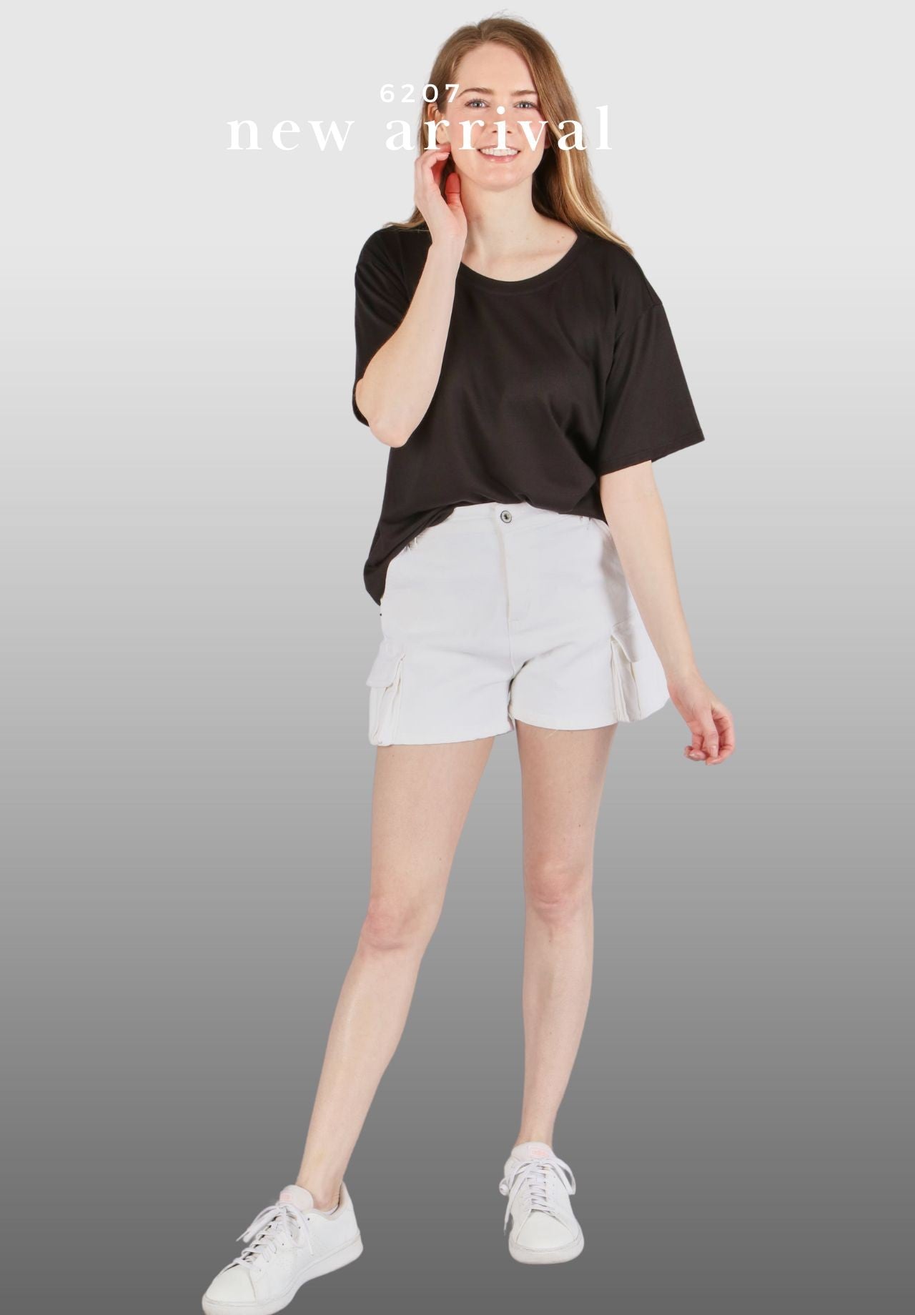 Black Slub Short Sleeve Top