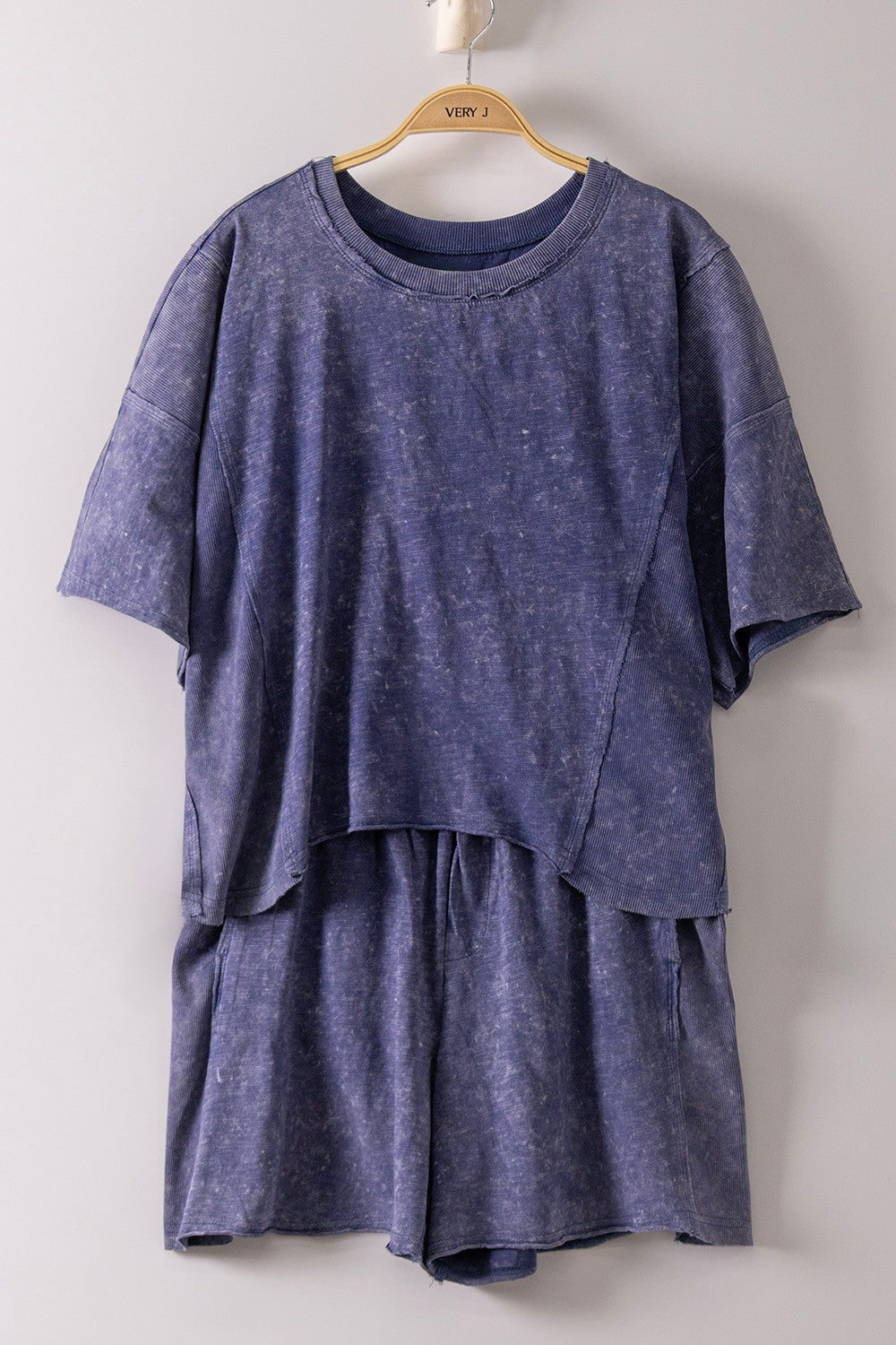 Plus Size Mineral Washed Short and Tshirt Set Women's