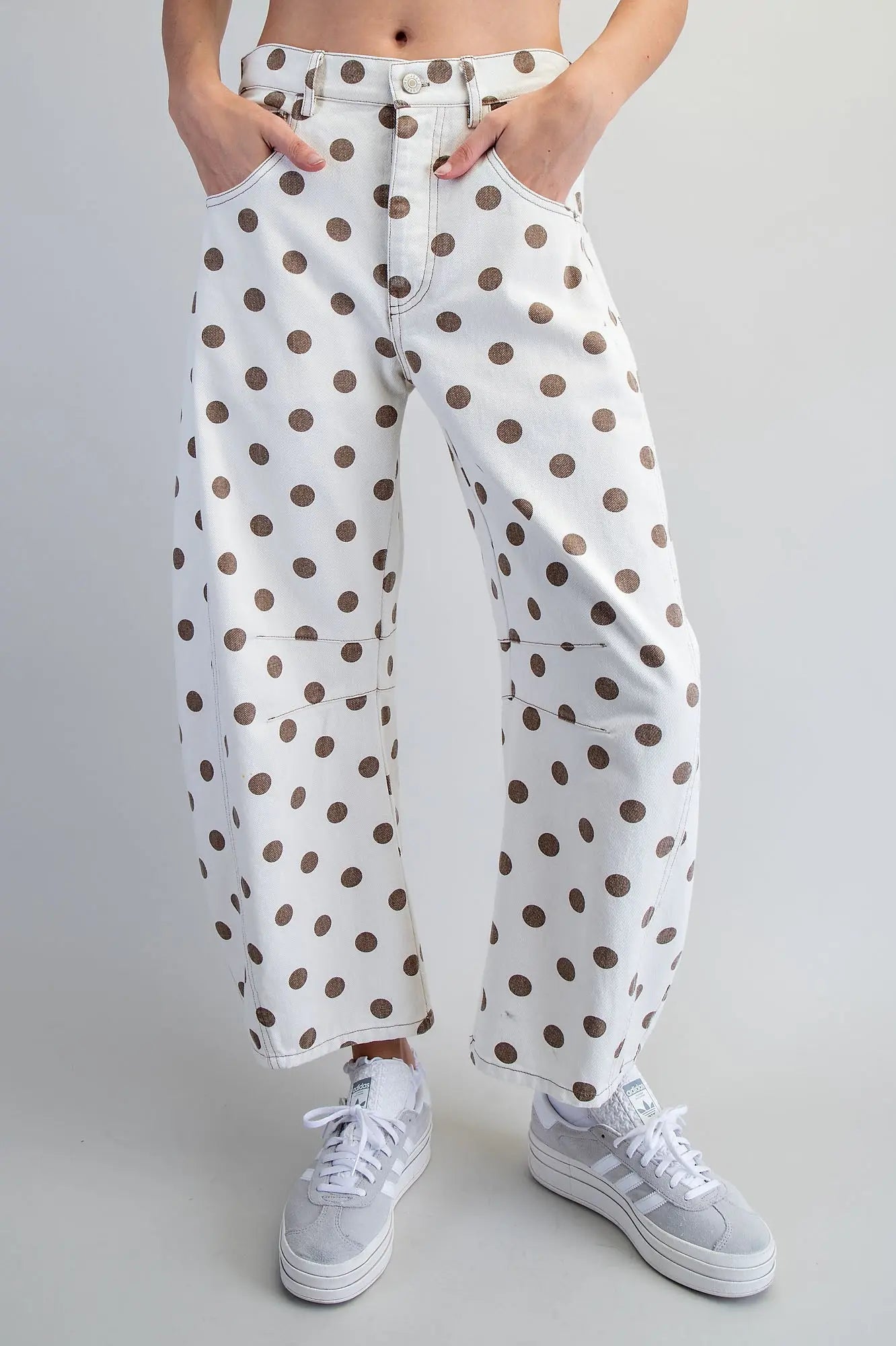 Mineral Washed Polka Dot Barrel Pants