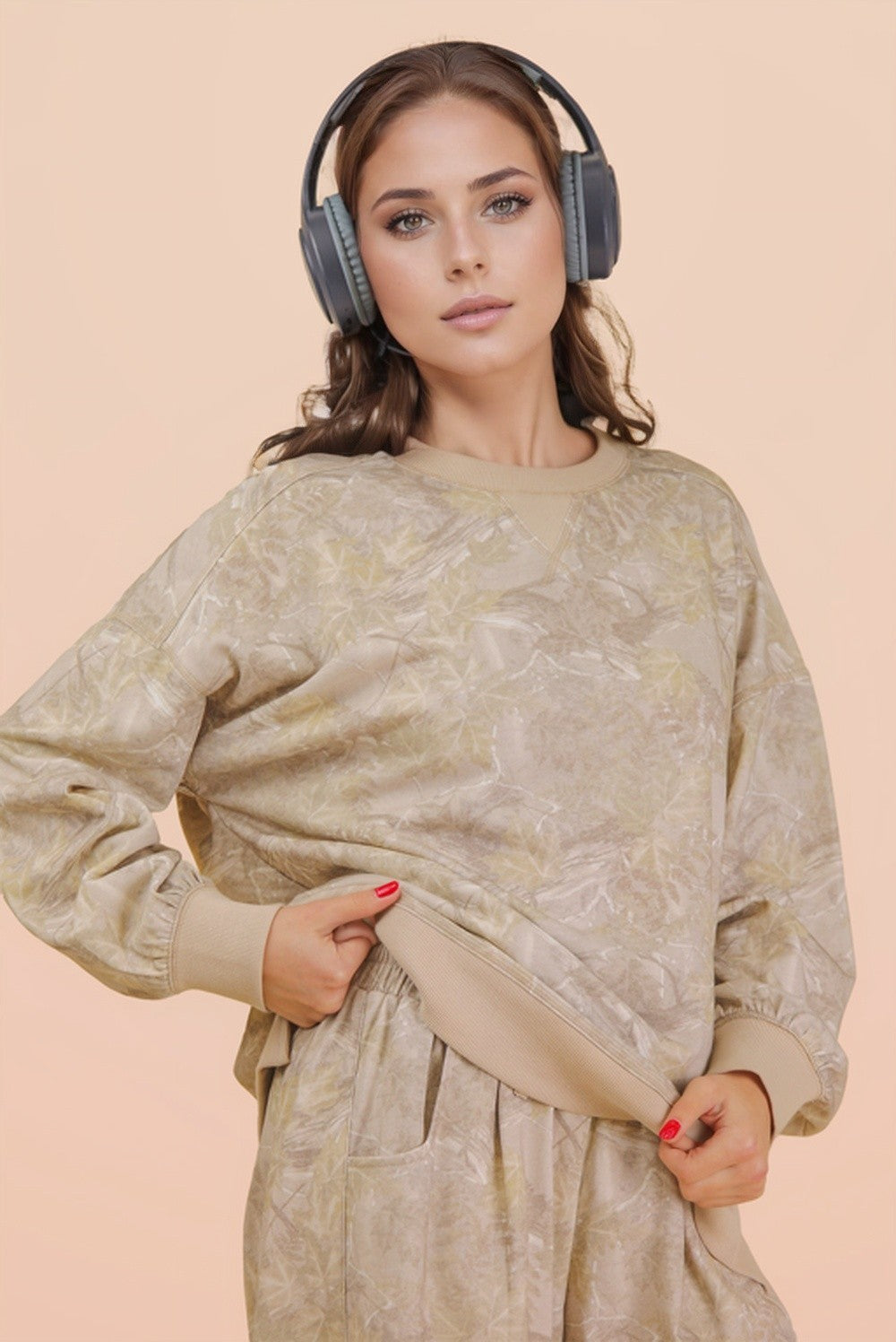 Oversized Camo Crewneck Women's