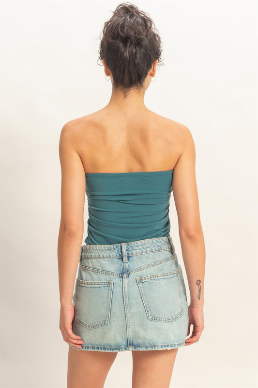 Ruched Bandeau Top Dark Teal