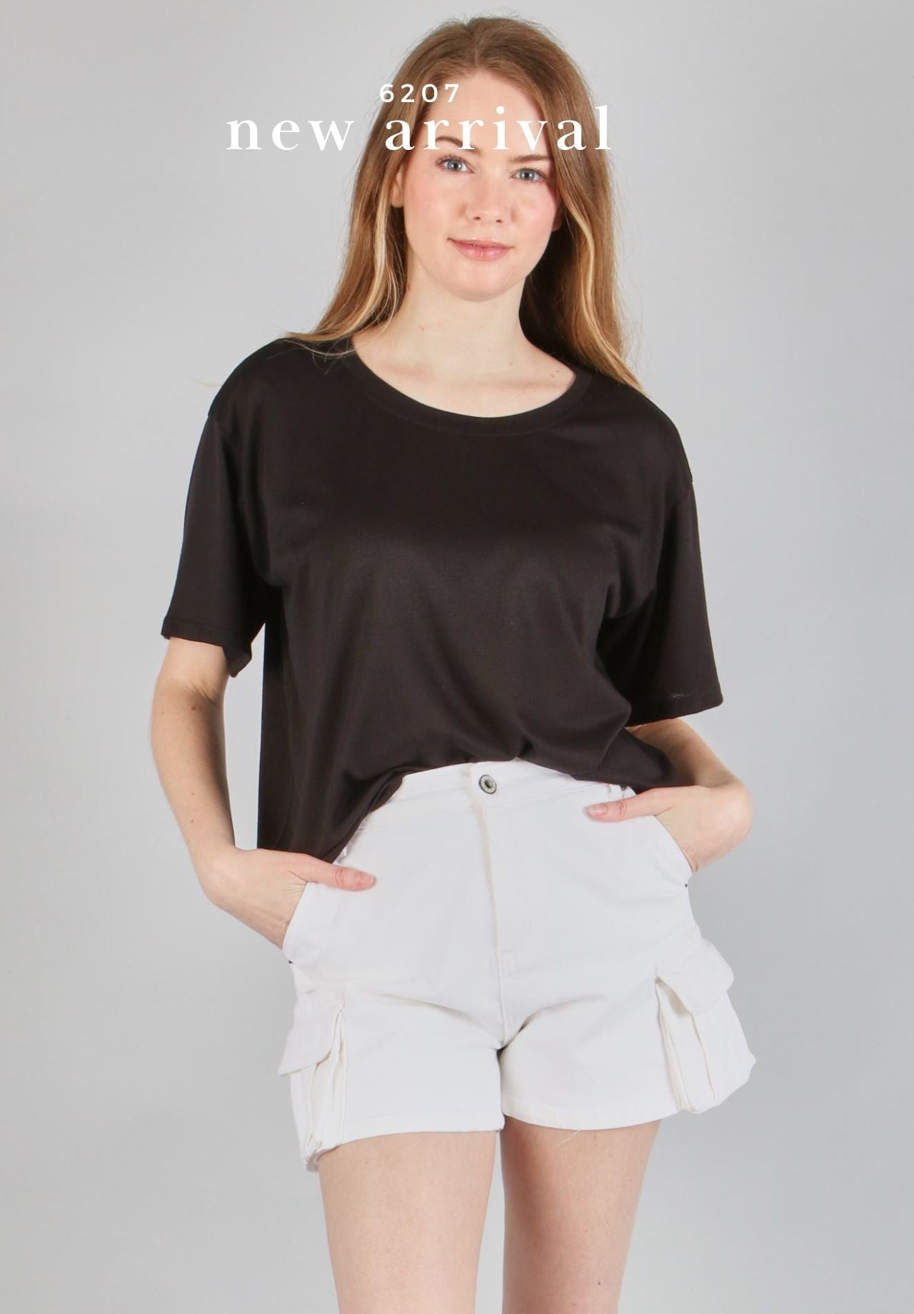 Black Slub Short Sleeve Top