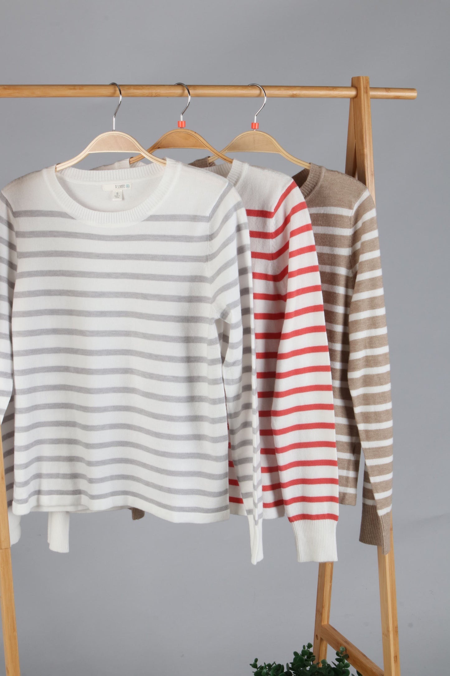 Charcoal Striped Knit Crewneck