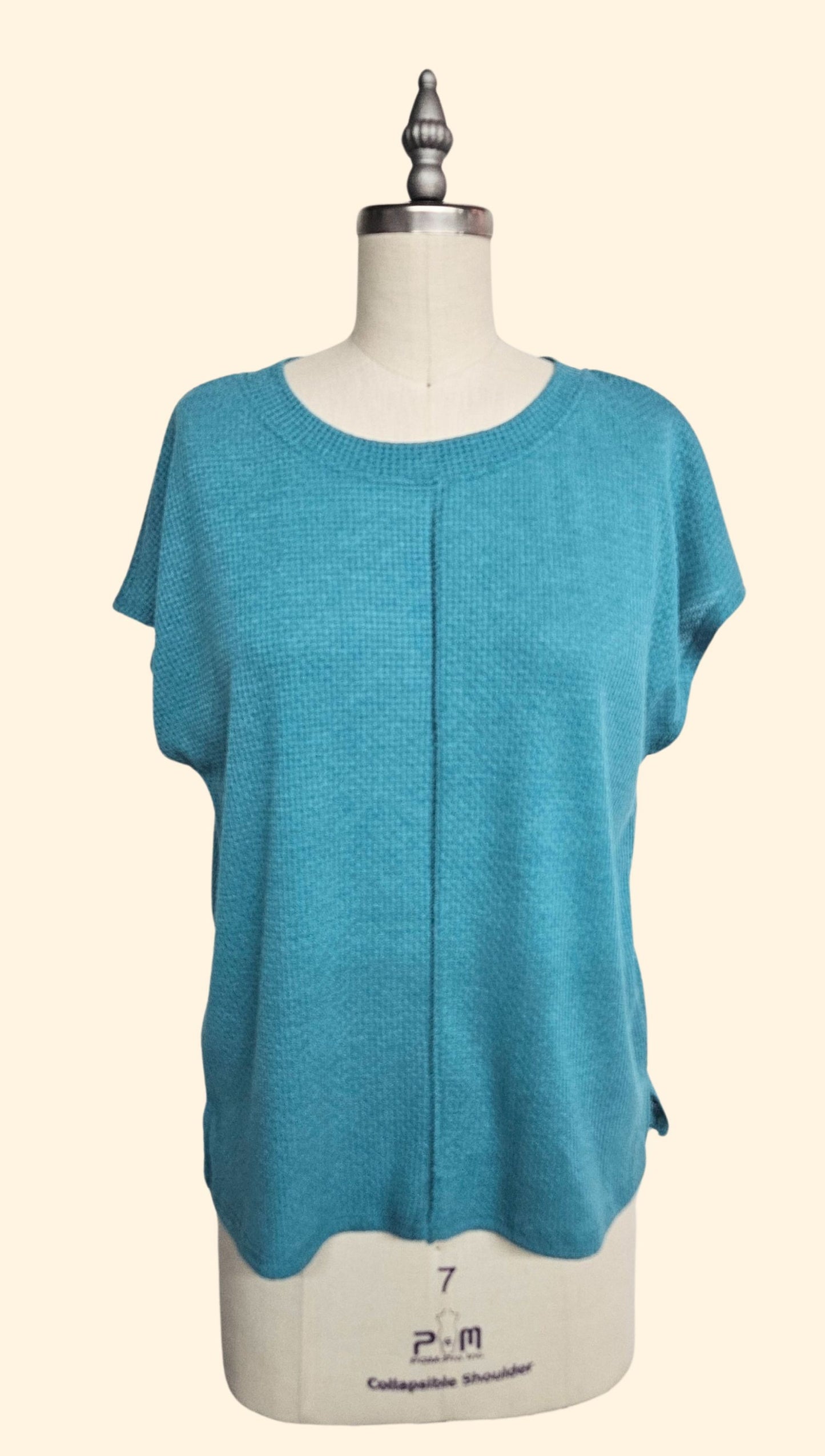 Knit Top W/ Front Seam and Textured Material