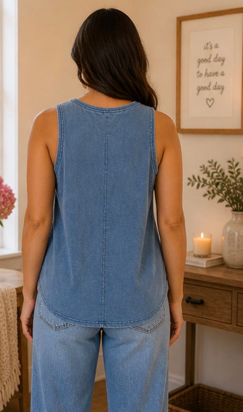 Mineral Washed Raw Edge Tank