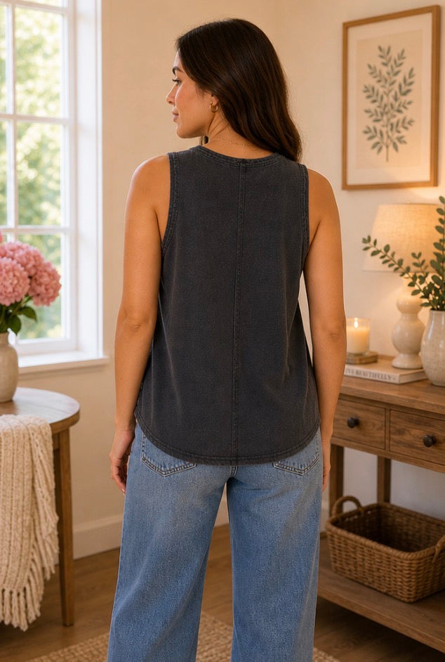 Mineral Washed Raw Edge Tank