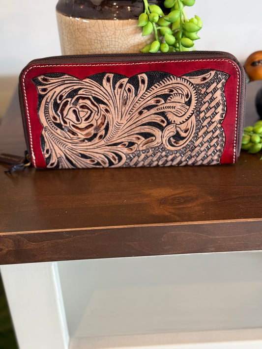 Crimson weave wallet