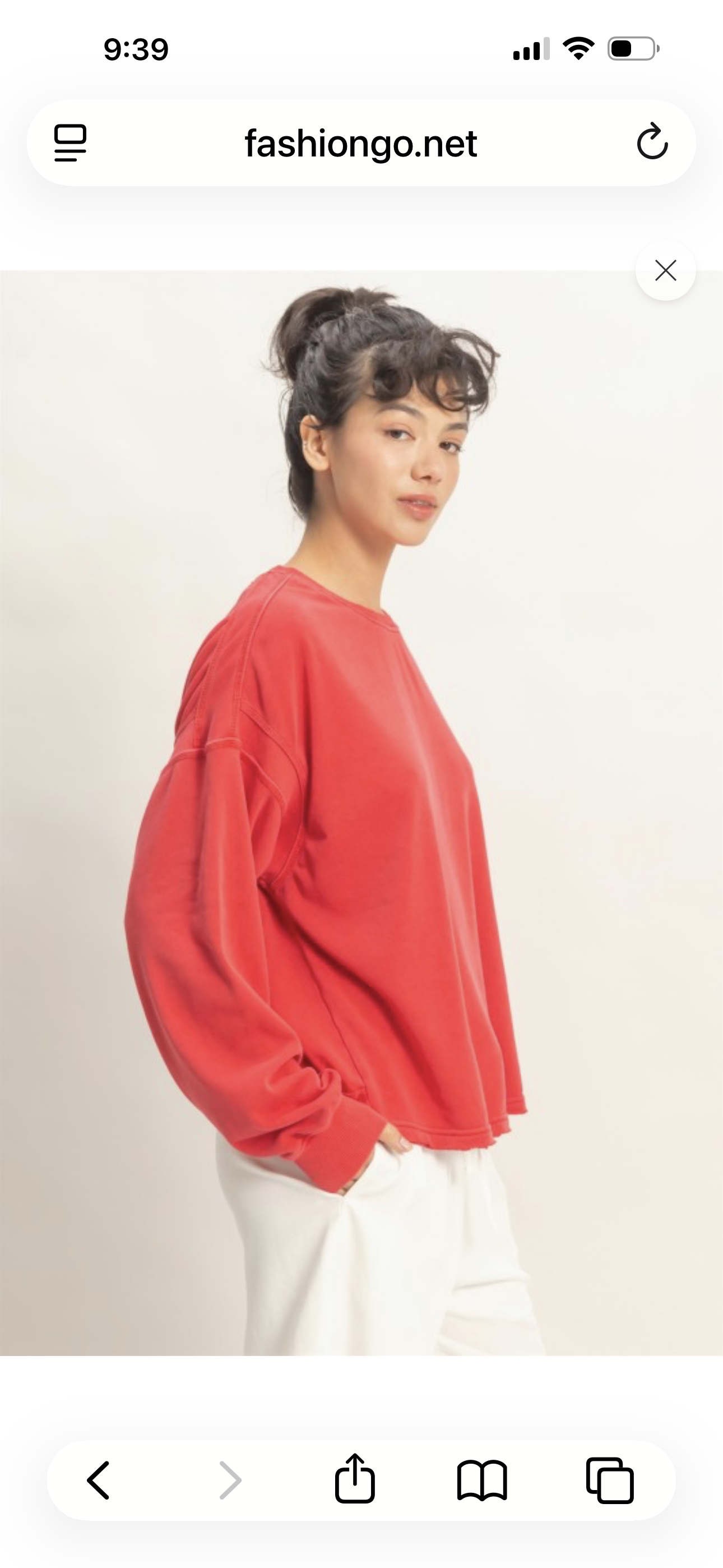 Red Slub Style Crewneck with Open Cross Back