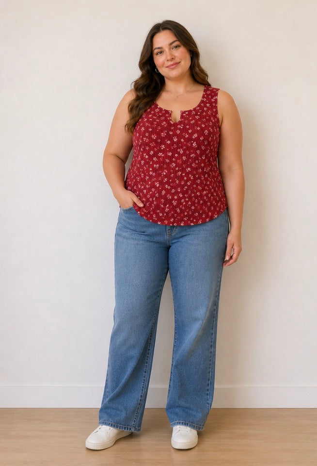 Buttery Soft Mauve Floral Plus Sized Tank