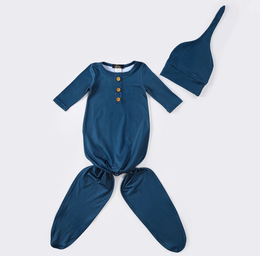 Oxford Blue Baby Knotted Gown