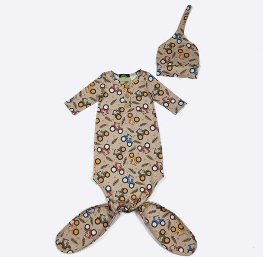 Harvest Tractor Baby Knotted Gown