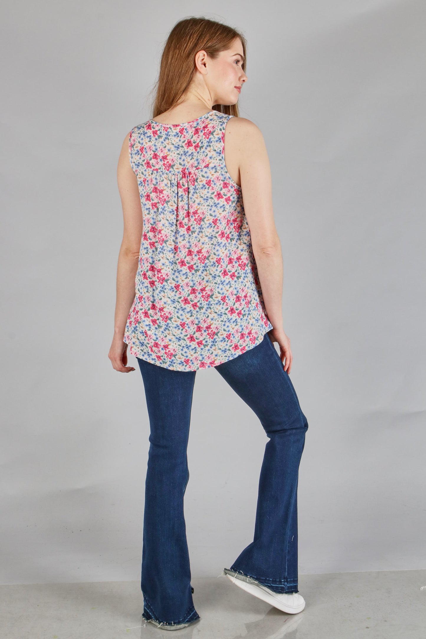 Woven Gauze Floral Tank Plus Sized